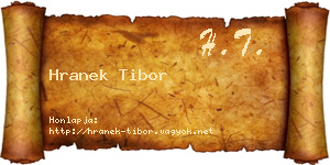 Hranek Tibor névjegykártya